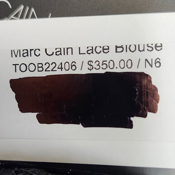 Marc Cain Women's Black Lace Blouse W/Drawstring/Tassels/Elastic Cuffs Size 12 - Picture 7 of 12